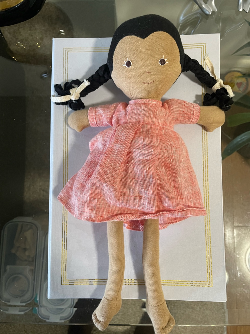 Hazel Village Celia Doll - Red Linen Dress - Excellent Pre-Owned Condition